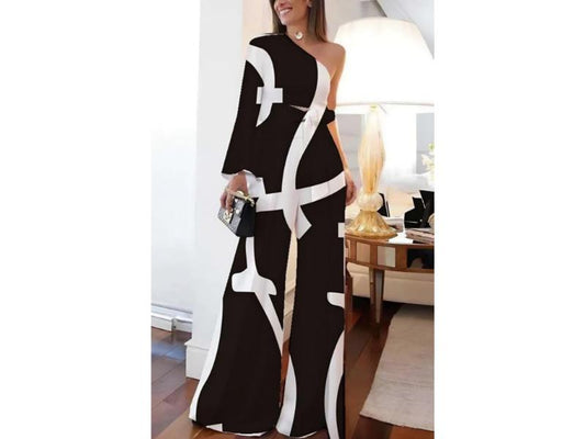 Ολόσωμη Φόρμα One Shoulder Black White