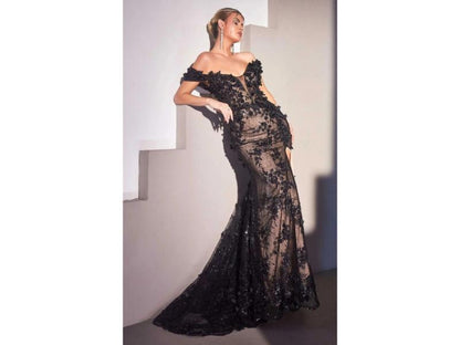 Maxi Φόρεμα Με Floral Απλικέ Και Σκίσιμο