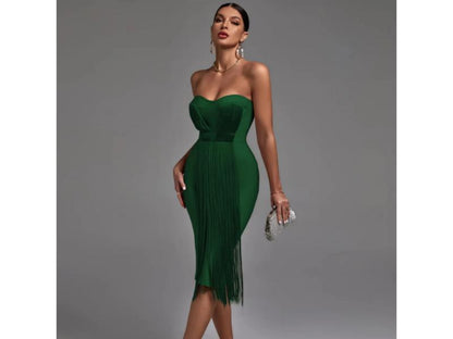 Μίντι Φόρεμα Με Κρόσσια Και Strapless Σχέδιο