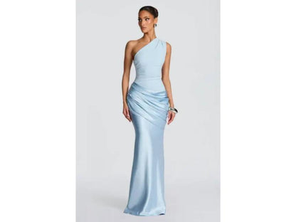 Maxi Φόρεμα Satin Με Έναν Ώμο