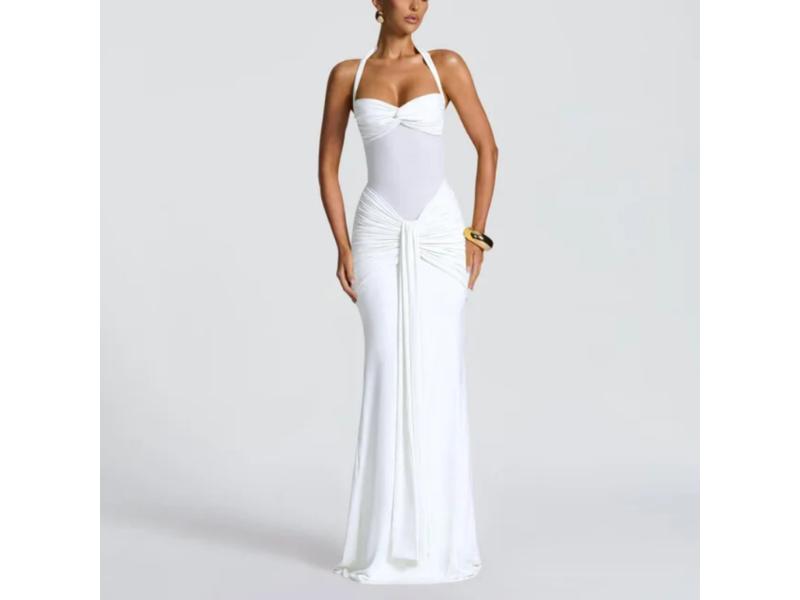 Maxi Φόρεμα Halter Με Draped Σχέδιο