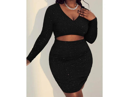 Σετ Mini Φούστα Με Cut Out Και Glitter