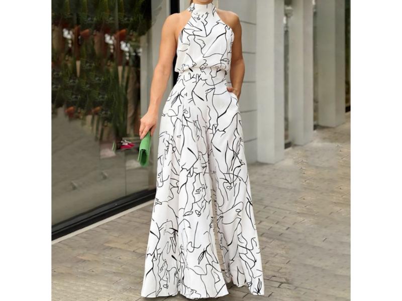Ολόσωμη Φόρμα Halter Με Print
