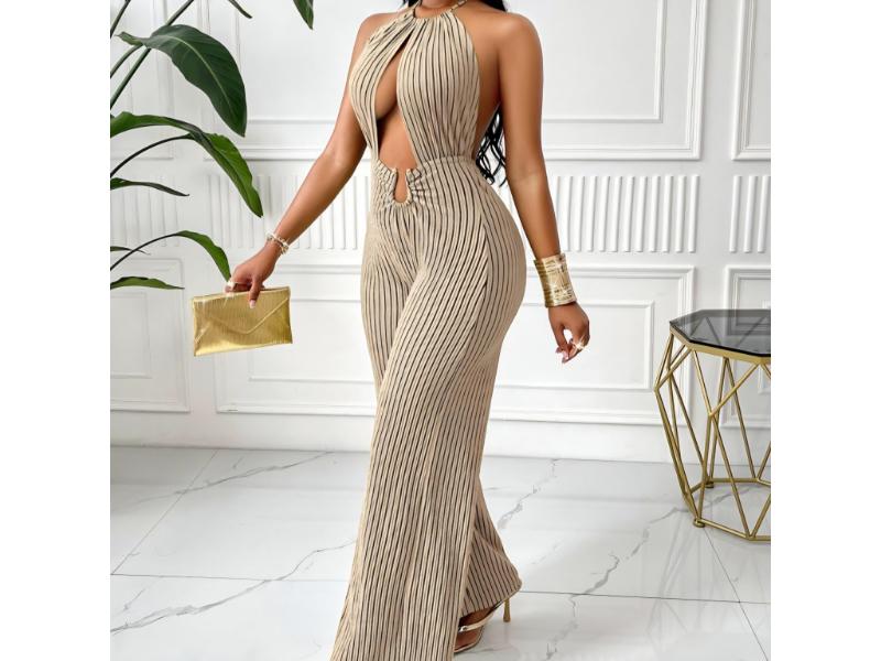 Ολόσωμη Φόρμα Halter Με Πλισέ