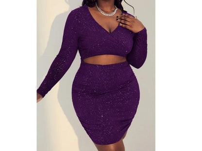 Σετ Mini Φούστα Με Cut Out Και Glitter