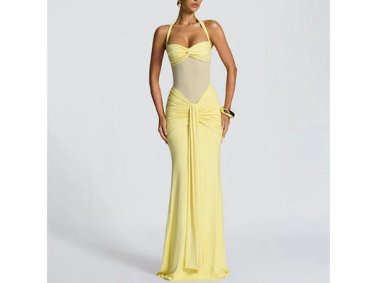 Maxi Φόρεμα Halter Με Draped Σχέδιο