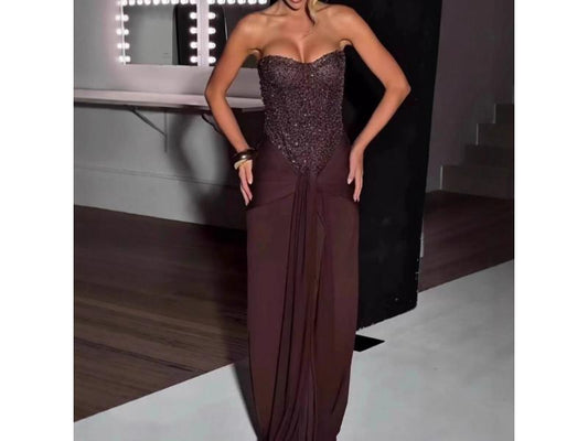 Maxi Strapless Φόρεμα Με Glam Corset